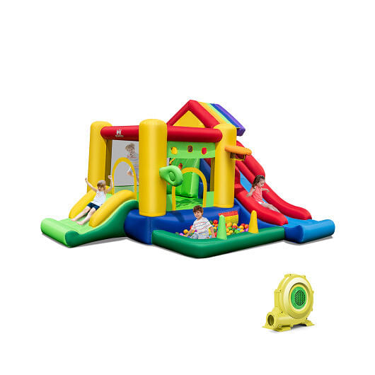 Inflatable Bounce Castle with Double Slides and 735W Blower