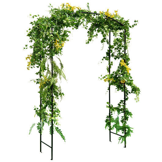 Garden Arch Arbor Trellis with Gate Patio Plant Stand Archway-Black