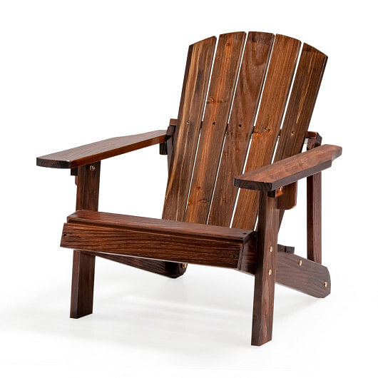 Kid’s Adirondack Chair with High Backrest and Arm Rest-Coffee