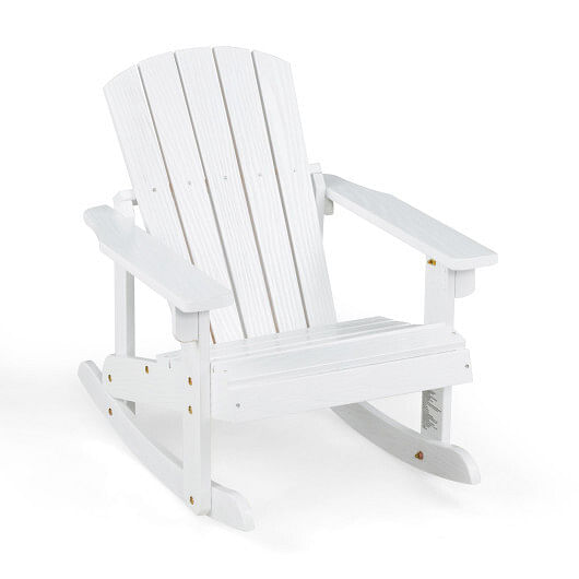 Outdoor Wooden Kid Adirondack Rocking Chair with Slatted Seat-Coffee