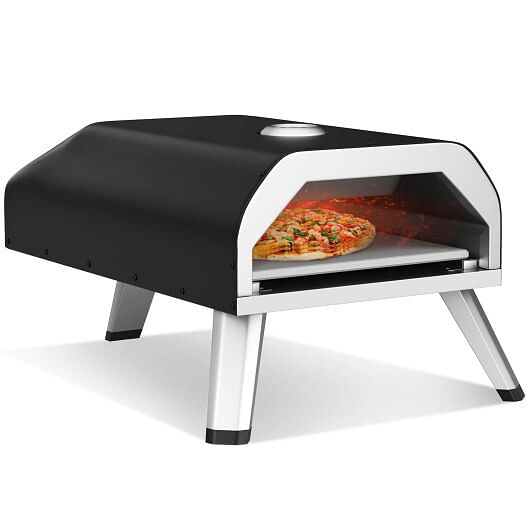 15000 BTU Foldable Pizza Oven with Pizza Peel Stone and Cutter-Black