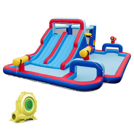 Inflatable Bounce House with 2 Water Slides and 3 Water Cannons With 735W Blower