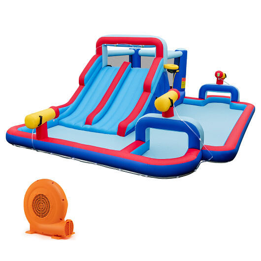 Inflatable Bounce House with 2 Water Slides and 3 Water Cannons With 750W Blower