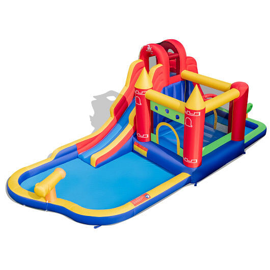 9-in-1 Inflatable Bounce Castle with Water Slide and Splash Pool without Blower