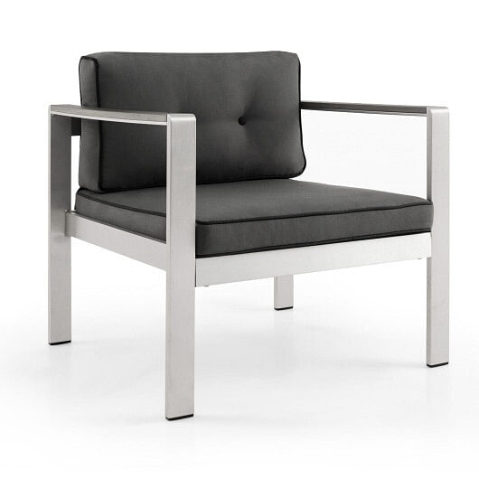 Contemporary Sofa Chair with WPC Armrests and Back Cushions-Gray