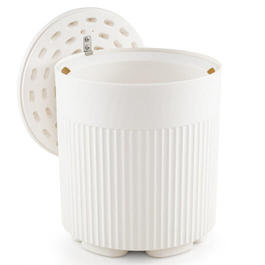3-in-1 Outdoor Cooler Side Table with Fluted Design for Deck-White - Image 4