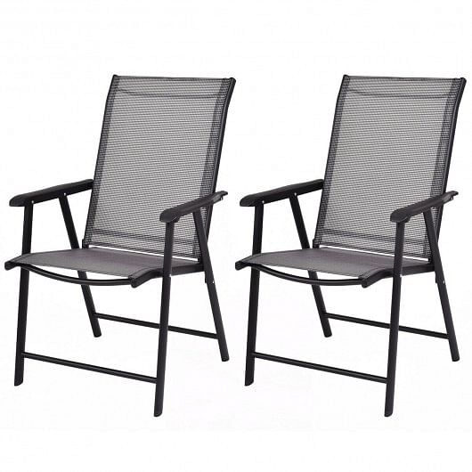 Set of 2 Outdoor Patio Folding Chairs-Gray