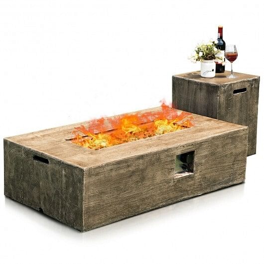 2 Piece Outdoor Propane Fire Pit Table Set