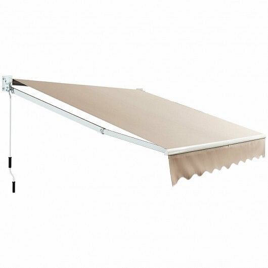 8 x 6.6 Feet Patio Retractable Awning with Manual Crank Handle-Beige