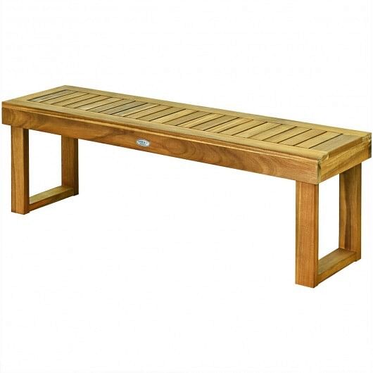 52 Inch Acacia Wood Dining Bench with Slatted Seat