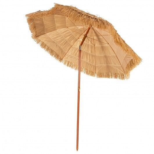 6.5 Feet Portable Thatched Tiki Beach Umbrella with Adjustable Tilt