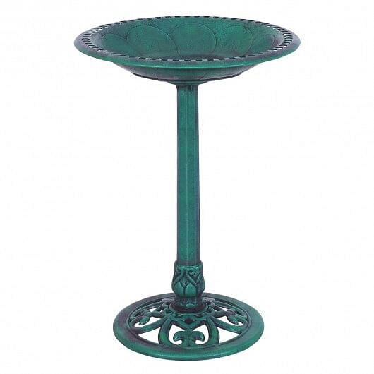 Outdoor Garden Green Pedestal Bird Bath Feeder