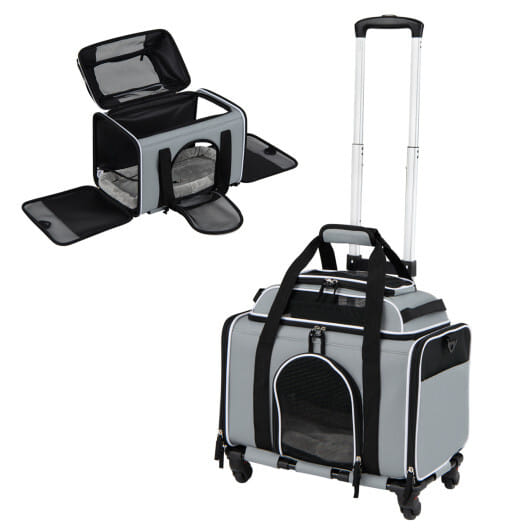 Foldable Pet Carrier with Wheels Airline Approved Rolling Cat and Dog Carrier-Black - Image 6