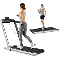 Category: Dropship Sporting & Exercise, SKU #SP37914US, Title: 2.25HP 2 in 1 Folding Treadmill with APP Speaker Remote Control-Silver