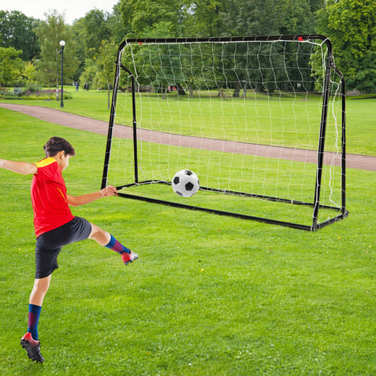 2-in-1 Kids Soccer Rebounder and Soccer Goal with Adjustable Height-Black - Image 2