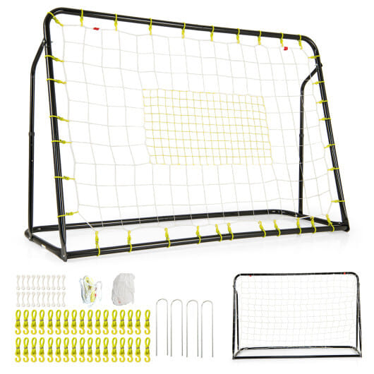 2-in-1 Kids Soccer Rebounder and Soccer Goal with Adjustable Height-Black - Image 4