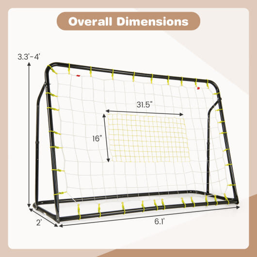 2-in-1 Kids Soccer Rebounder and Soccer Goal with Adjustable Height-Black - Image 5
