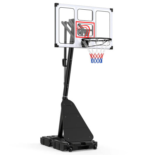 4.9-10 Feet Portable Basketball Hoop 10 Levels Adjustable with Fillable Base and Ball Storage