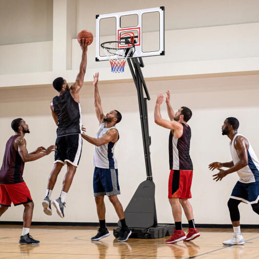 4.9-10 Feet Portable Basketball Hoop 10 Levels Adjustable with Fillable Base and Ball Storage - Image 2