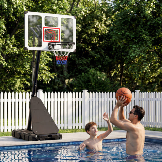 4.9-10 Feet Portable Basketball Hoop 10 Levels Adjustable with Fillable Base and Ball Storage - Image 3
