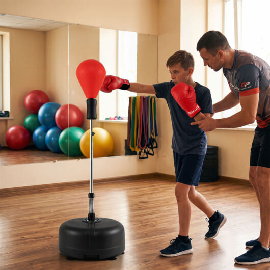 54.5"-62" Height Adjustable FPunching Bag with Stand for Teens and Adults-Red - Image 2