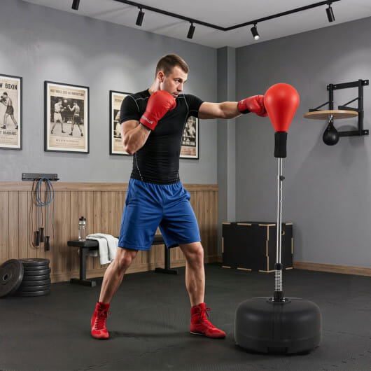 54.5"-62" Height Adjustable FPunching Bag with Stand for Teens and Adults-Red - Image 3