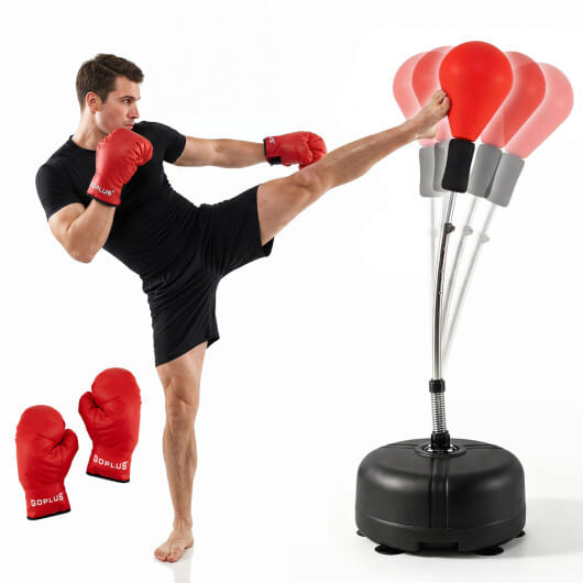 54.5"-62" Height Adjustable FPunching Bag with Stand for Teens and Adults-Red - Image 4