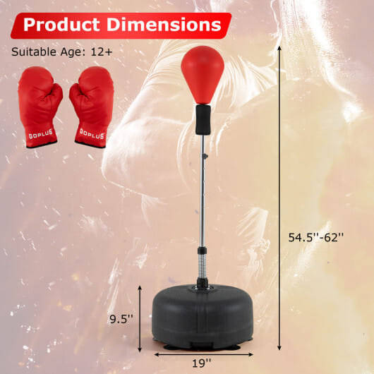 54.5"-62" Height Adjustable FPunching Bag with Stand for Teens and Adults-Red - Image 5