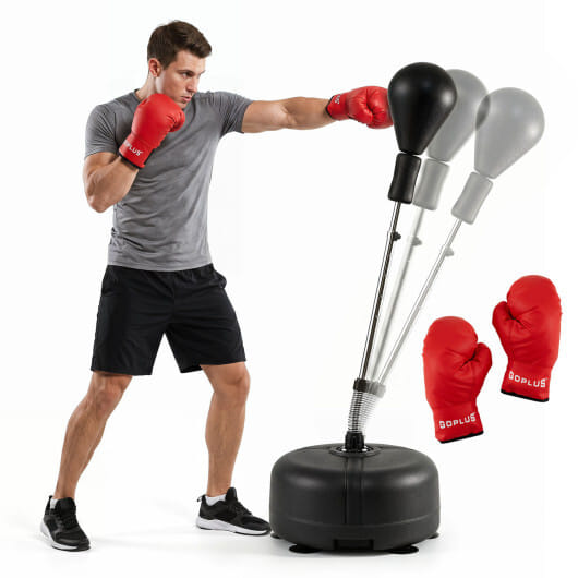 54.5"-62" Height Adjustable FPunching Bag with Stand for Teens and Adults-Red - Image 6