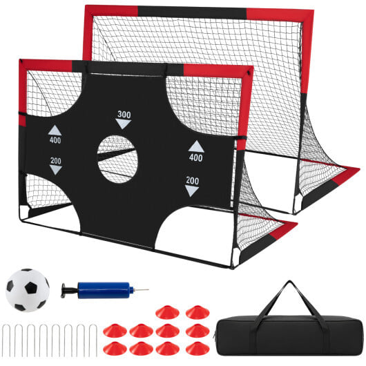 6 x 4 FT Portable Pop Up Soccer Goals Set with Oxford Target and Cones