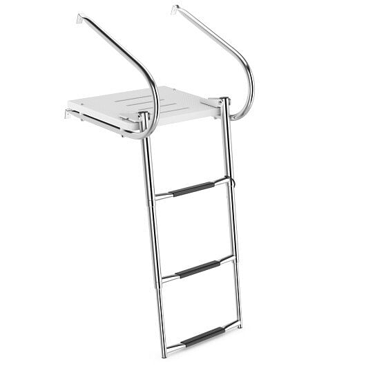 3-Step Telescoping Boat Ladder with Fiberglass Platform and Handrails