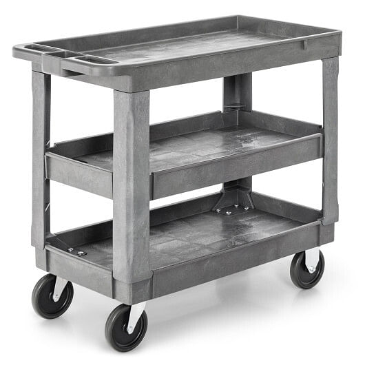 3-Tier Utility Cart with 550 LBS Max Load and Adjustable Middle Shelf-Gray