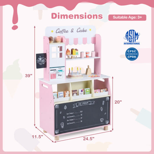 Kids Ice Cream Shop with 27 Accessories and Ice Cream Machine for Ages 3+-Pink - Image 5