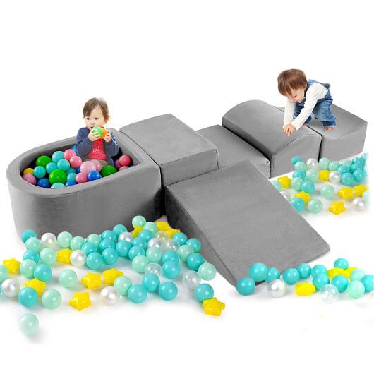5-Piece Climb and Crawl Playset with Ball Pit for Kids-Pink