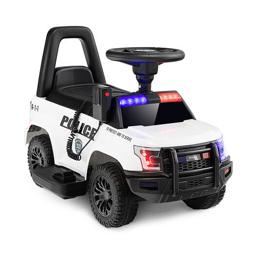 6V Kids Ride On Police Car with Real Megaphone and Siren Flashing Lights-Black