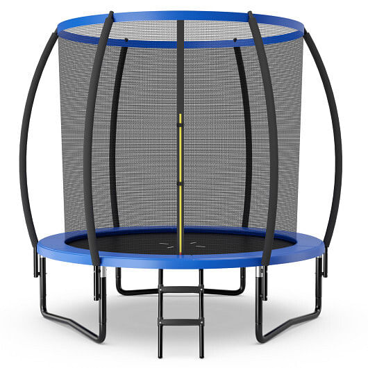 8 Feet ASTM Approved Recreational Trampoline with Ladder-Blue