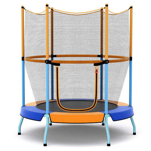 48 Inch Toddler Trampoline with Safety Enclosure Net-Orange