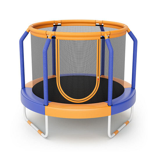 Mini Trampoline with Enclosure and Heavy-duty Metal Frame-Orange