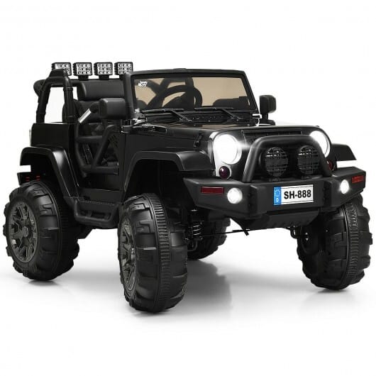 12V Kids Ride-On Truck Car w/ Remote Control & LED Lights – Black