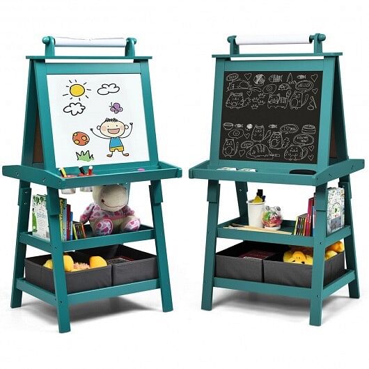 3 in 1 Double-Sided Storage Art Easel-Green