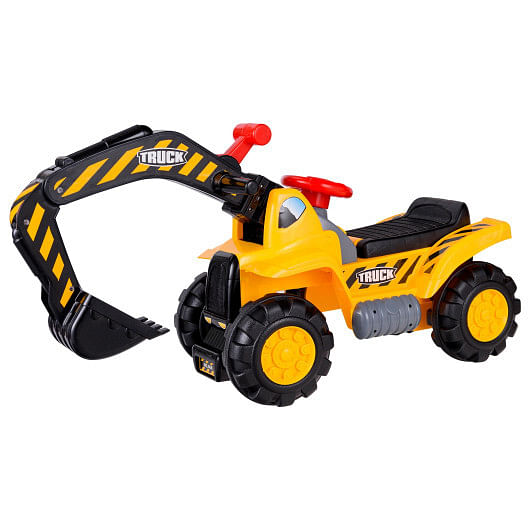 Ride on Push Car Bulldozer Digger Toy with Safety Helmet and Working Shovel