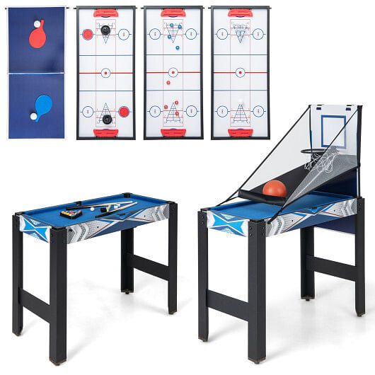 6-In-1 Combo Game Table with Basketball Billiards Ping Pong Hockey Shuffleboard