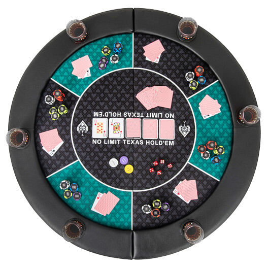 Portable 48 Inch 6-Player Foldable Poker Table Top Round Game Mat-Green