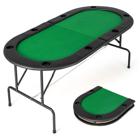 8 Players Texas Holdem Foldable Poker Table-Green