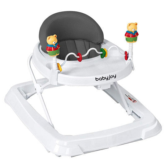 Costway Walker Adjustable Height Removable Toy Wheels Folding Portable Grey
