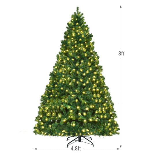 Costway 8Ft Pre-Lit Hinged PVC Christmas Tree 430 LED Lights Green - Image 4