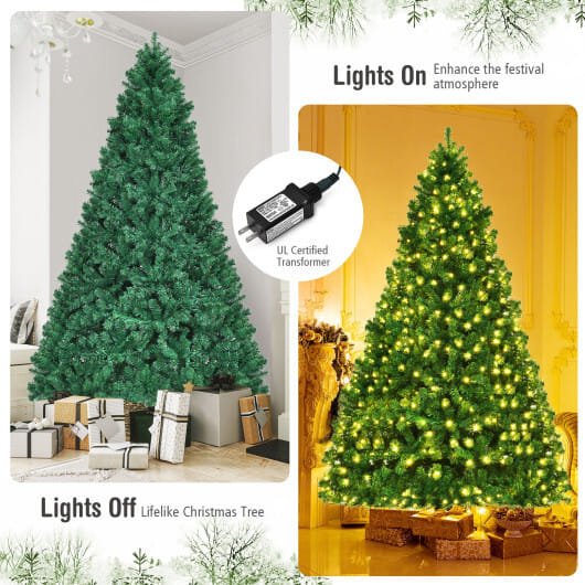 Costway 8Ft Pre-Lit Hinged PVC Christmas Tree 430 LED Lights Green - Image 5