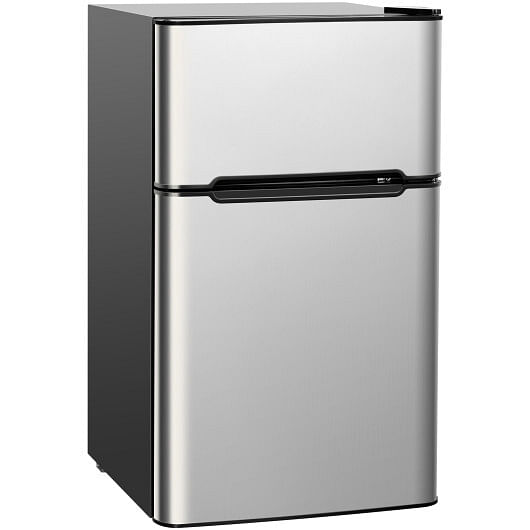 Costway Refrigerator Small Freezer Cooler Fridge Compact 3.2 cu ft. Unit Grey
