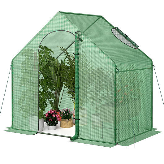 Costway Portable Outdoor Warm House with PE Cover and Roll-up Zippered Door
