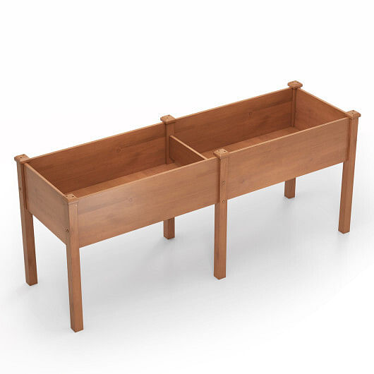 Costway Large Raised Garden Bed with Drainage Holes and 6 Supporting Legs-Brown